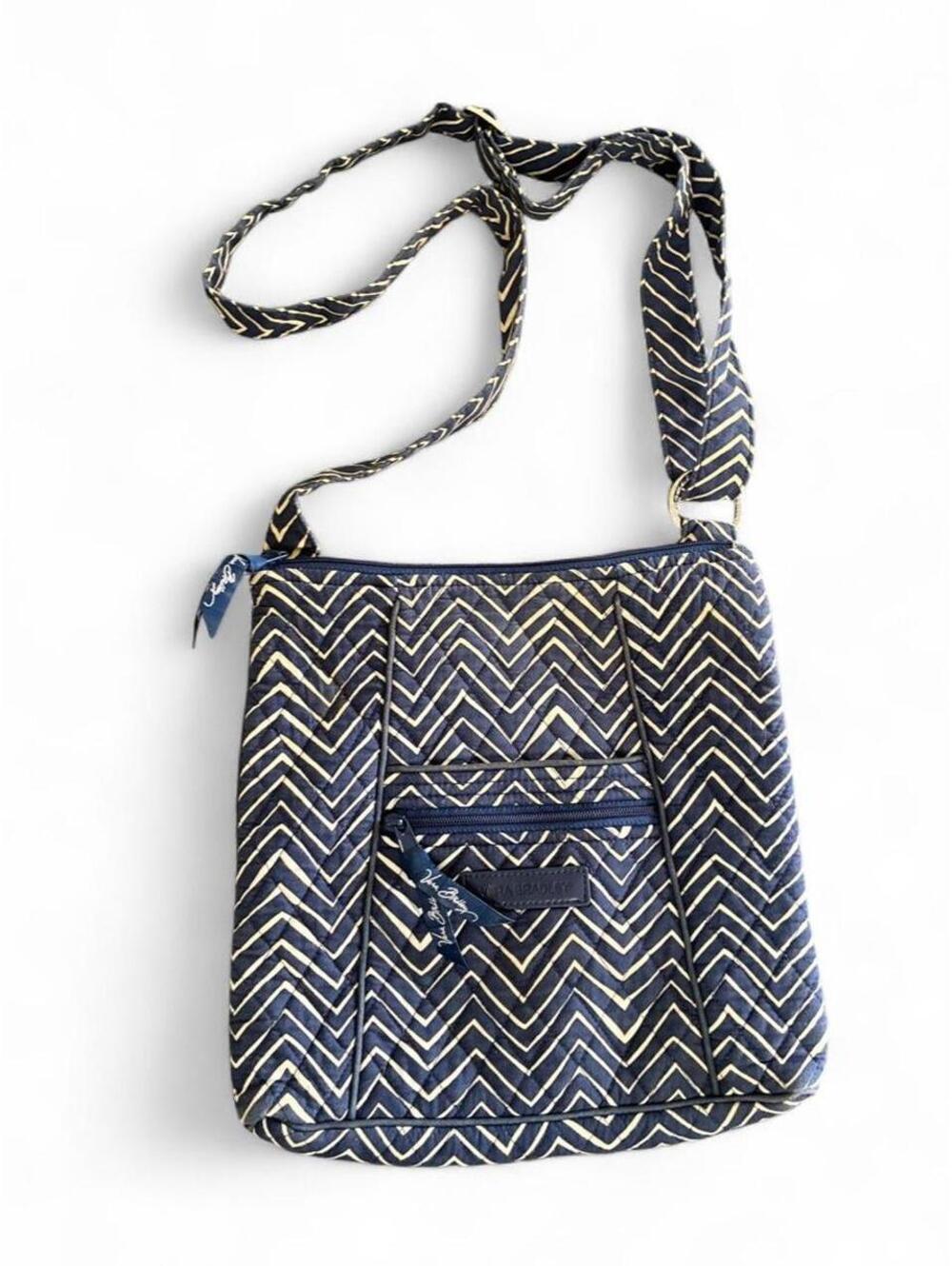 Vera Bradley Navy Blue and White Chevron Crossbody Bag
